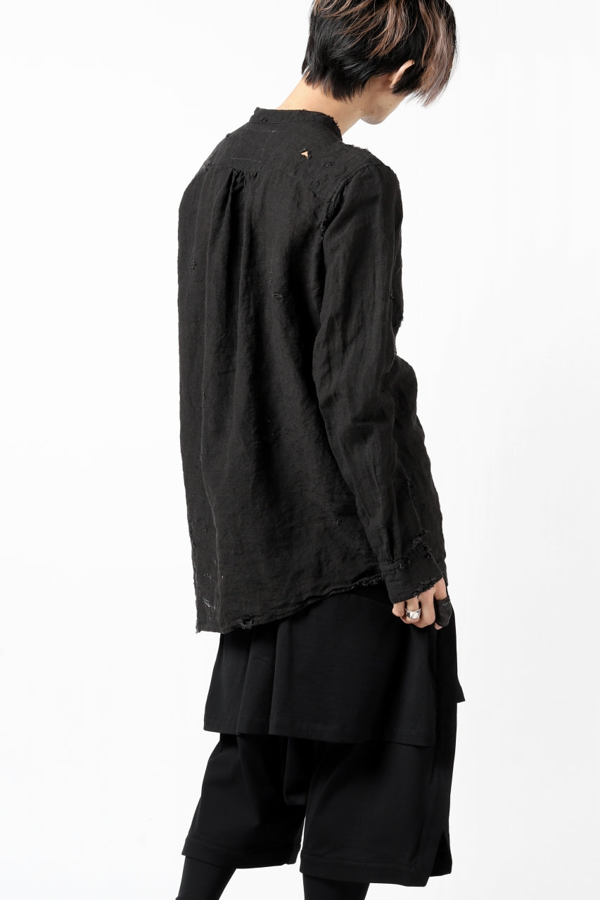 画像をギャラリービューアに読み込む, RESURRECTION x LOOM Re-production ASYMMETRY LINEN SHIRT (BLACK)