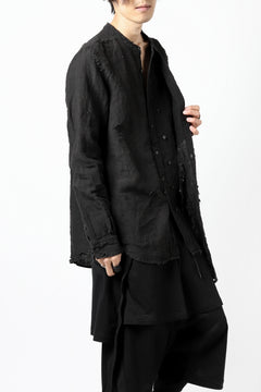 画像をギャラリービューアに読み込む, RESURRECTION x LOOM Re-production ASYMMETRY LINEN SHIRT (BLACK)