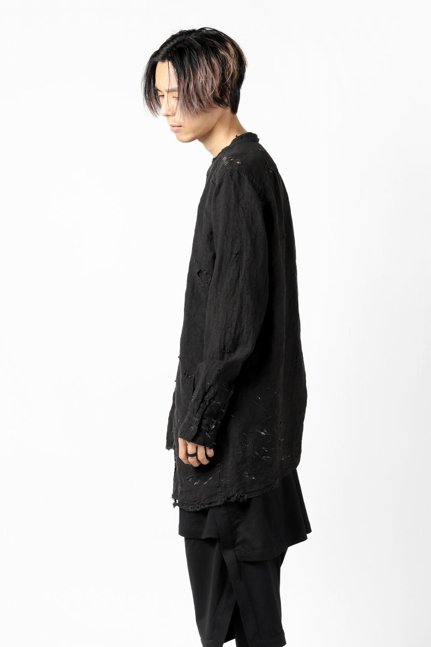 画像をギャラリービューアに読み込む, RESURRECTION x LOOM Re-production ASYMMETRY LINEN SHIRT (BLACK)