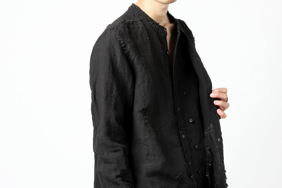 画像をギャラリービューアに読み込む, RESURRECTION x LOOM Re-production ASYMMETRY LINEN SHIRT (BLACK)