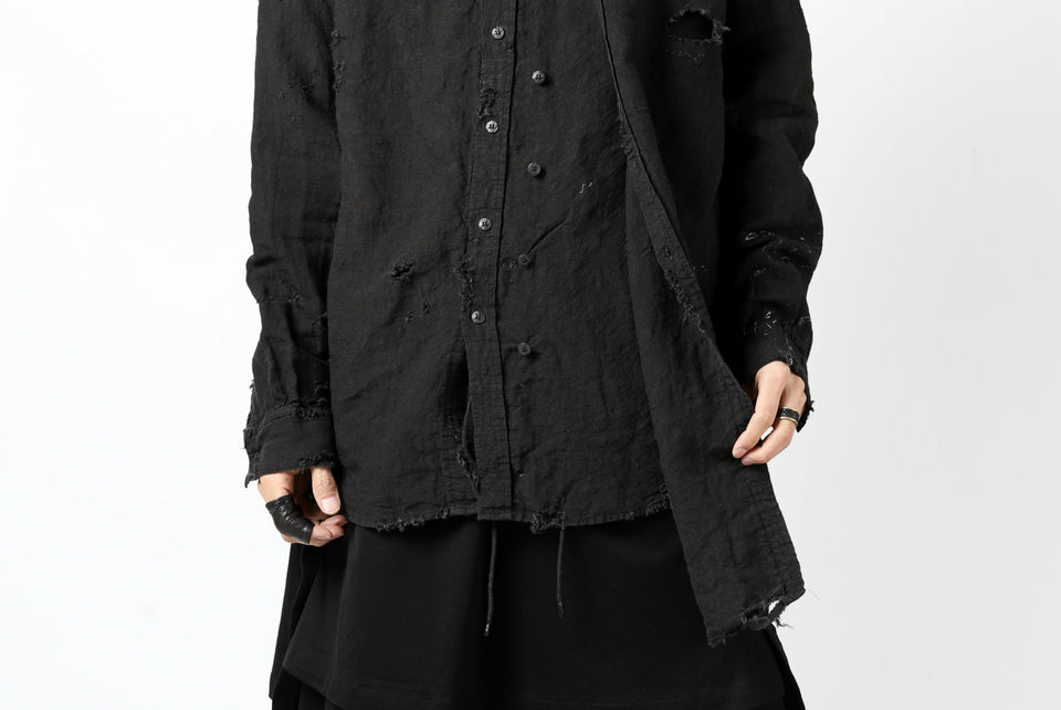 画像をギャラリービューアに読み込む, RESURRECTION x LOOM Re-production ASYMMETRY LINEN SHIRT (BLACK)