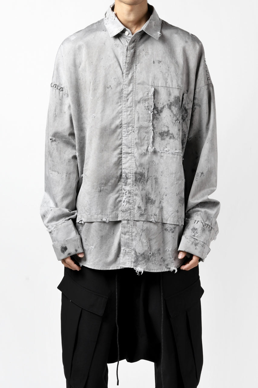 画像をギャラリービューアに読み込む, RESURRECTION x LOOM Re-production DYEING OVERFIT SHIRT (GRAY)