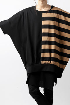 画像をギャラリービューアに読み込む, N/07 OVERFIT DOLMAN T-SHIRT / HORIZONTAL PANELED (BLACK×DARK CAMEL)