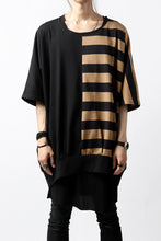 画像をギャラリービューアに読み込む, N/07 OVERFIT DOLMAN T-SHIRT / HORIZONTAL PANELED (BLACK×DARK CAMEL)