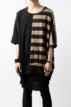 画像をギャラリービューアに読み込む, N/07 OVERFIT DOLMAN T-SHIRT / HORIZONTAL PANELED (BLACK×DARK CAMEL)