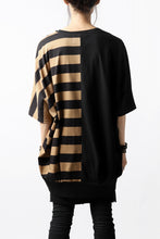画像をギャラリービューアに読み込む, N/07 OVERFIT DOLMAN T-SHIRT / HORIZONTAL PANELED (BLACK×DARK CAMEL)