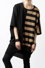 画像をギャラリービューアに読み込む, N/07 OVERFIT DOLMAN T-SHIRT / HORIZONTAL PANELED (BLACK×DARK CAMEL)
