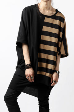 画像をギャラリービューアに読み込む, N/07 OVERFIT DOLMAN T-SHIRT / HORIZONTAL PANELED (BLACK×DARK CAMEL)