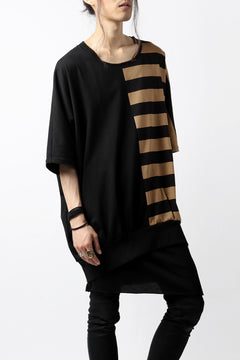 画像をギャラリービューアに読み込む, N/07 OVERFIT DOLMAN T-SHIRT / HORIZONTAL PANELED (BLACK×DARK CAMEL)