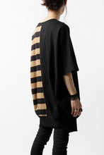 画像をギャラリービューアに読み込む, N/07 OVERFIT DOLMAN T-SHIRT / HORIZONTAL PANELED (BLACK×DARK CAMEL)