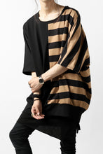 画像をギャラリービューアに読み込む, N/07 OVERFIT DOLMAN T-SHIRT / HORIZONTAL PANELED (BLACK×DARK CAMEL)