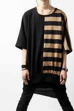 画像をギャラリービューアに読み込む, N/07 OVERFIT DOLMAN T-SHIRT / HORIZONTAL PANELED (BLACK×DARK CAMEL)