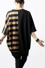 画像をギャラリービューアに読み込む, N/07 OVERFIT DOLMAN T-SHIRT / HORIZONTAL PANELED (BLACK×DARK CAMEL)
