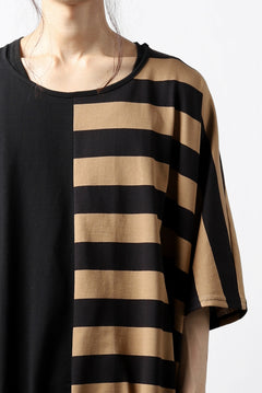 画像をギャラリービューアに読み込む, N/07 OVERFIT DOLMAN T-SHIRT / HORIZONTAL PANELED (BLACK×DARK CAMEL)