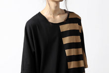 画像をギャラリービューアに読み込む, N/07 OVERFIT DOLMAN T-SHIRT / HORIZONTAL PANELED (BLACK×DARK CAMEL)