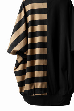画像をギャラリービューアに読み込む, N/07 OVERFIT DOLMAN T-SHIRT / HORIZONTAL PANELED (BLACK×DARK CAMEL)