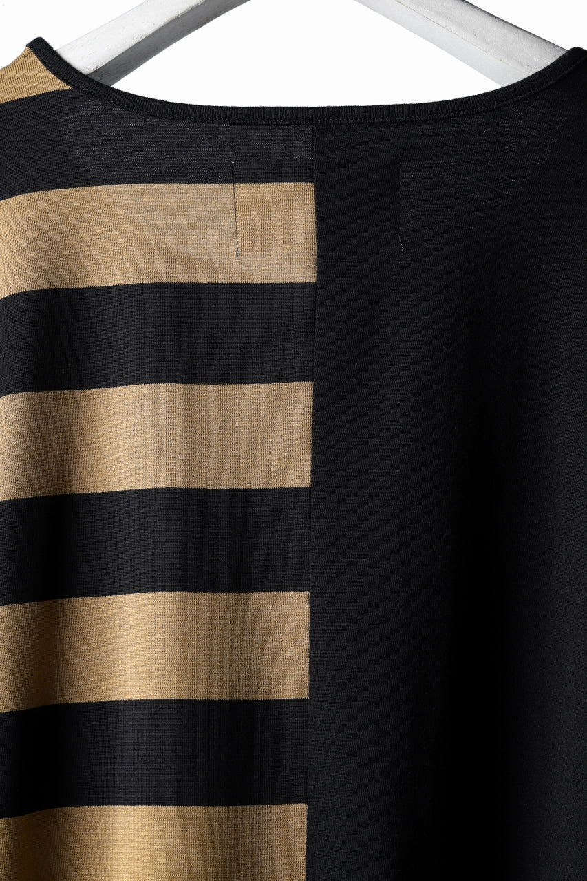画像をギャラリービューアに読み込む, N/07 OVERFIT DOLMAN T-SHIRT / HORIZONTAL PANELED (BLACK×DARK CAMEL)