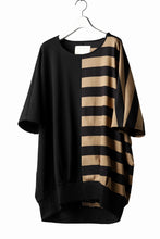 画像をギャラリービューアに読み込む, N/07 OVERFIT DOLMAN T-SHIRT / HORIZONTAL PANELED (BLACK×DARK CAMEL)