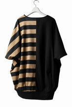 画像をギャラリービューアに読み込む, N/07 OVERFIT DOLMAN T-SHIRT / HORIZONTAL PANELED (BLACK×DARK CAMEL)