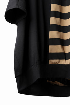 画像をギャラリービューアに読み込む, N/07 OVERFIT DOLMAN T-SHIRT / HORIZONTAL PANELED (BLACK×DARK CAMEL)