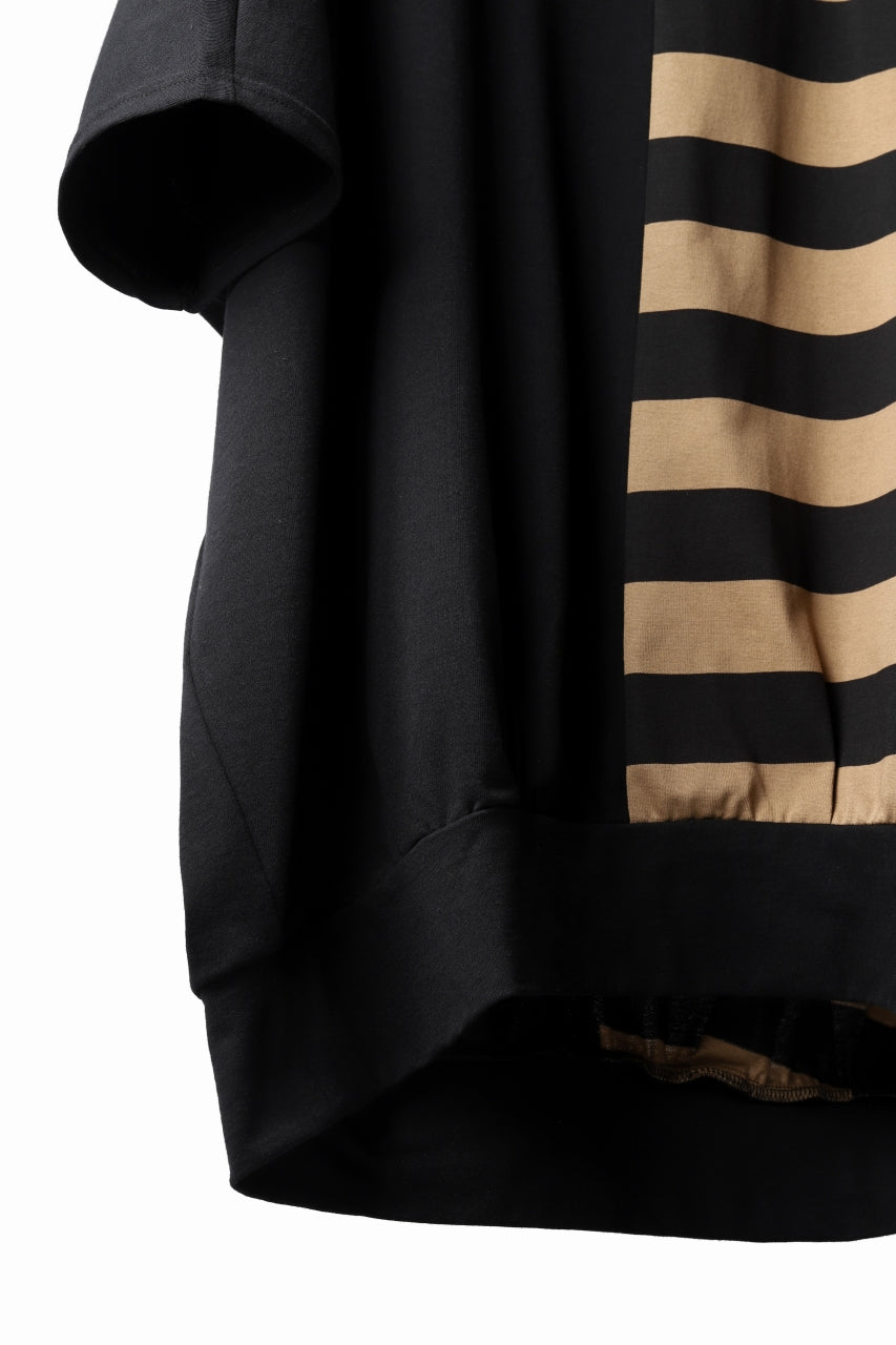 画像をギャラリービューアに読み込む, N/07 OVERFIT DOLMAN T-SHIRT / HORIZONTAL PANELED (BLACK×DARK CAMEL)
