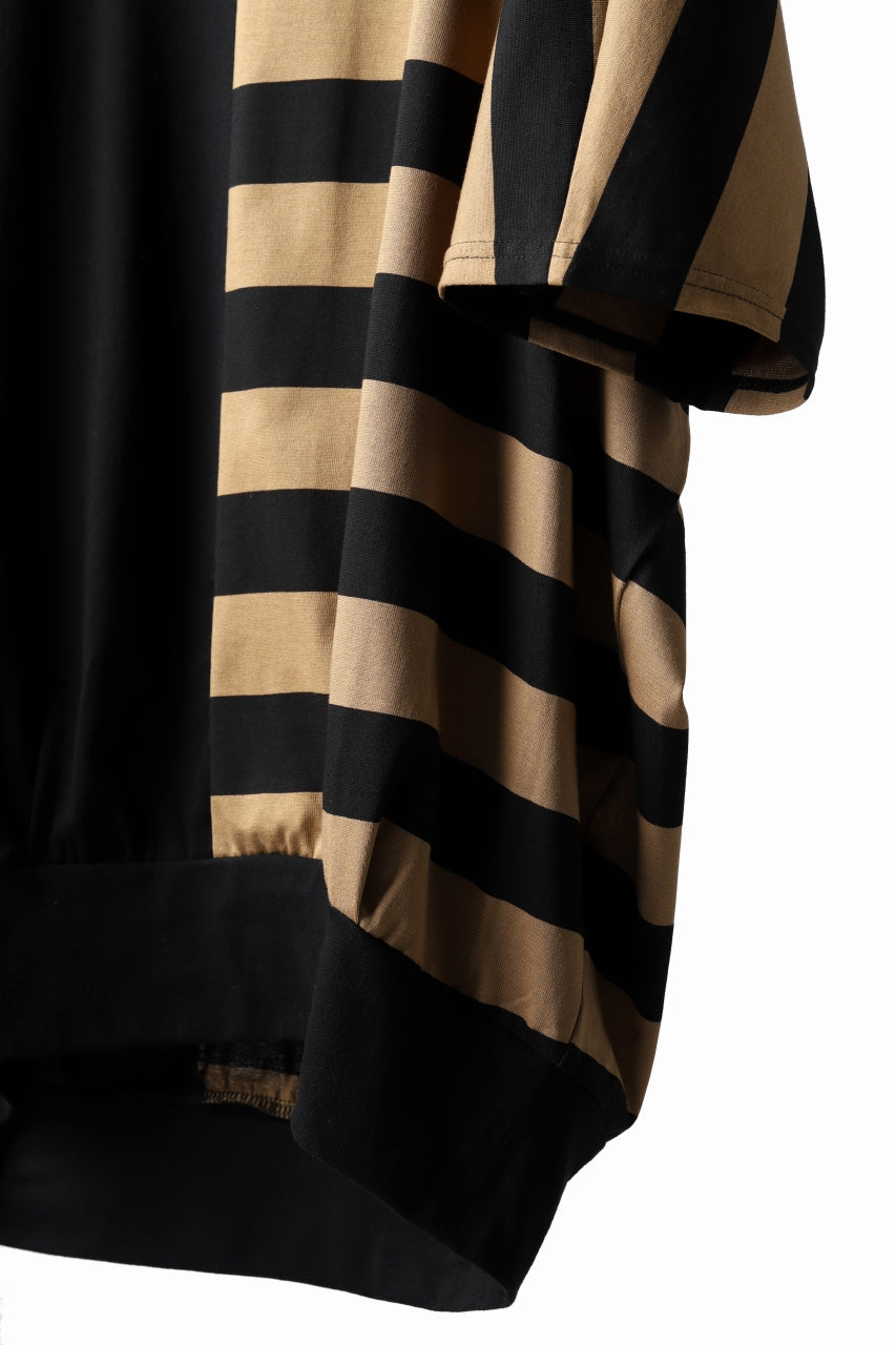 画像をギャラリービューアに読み込む, N/07 OVERFIT DOLMAN T-SHIRT / HORIZONTAL PANELED (BLACK×DARK CAMEL)