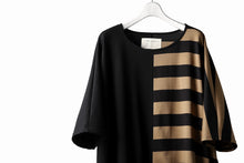 画像をギャラリービューアに読み込む, N/07 OVERFIT DOLMAN T-SHIRT / HORIZONTAL PANELED (BLACK×DARK CAMEL)