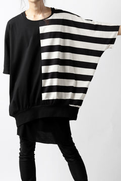 画像をギャラリービューアに読み込む, N/07 OVERFIT DOLMAN T-SHIRT / HORIZONTAL PANELED (BLACK×IVORY)