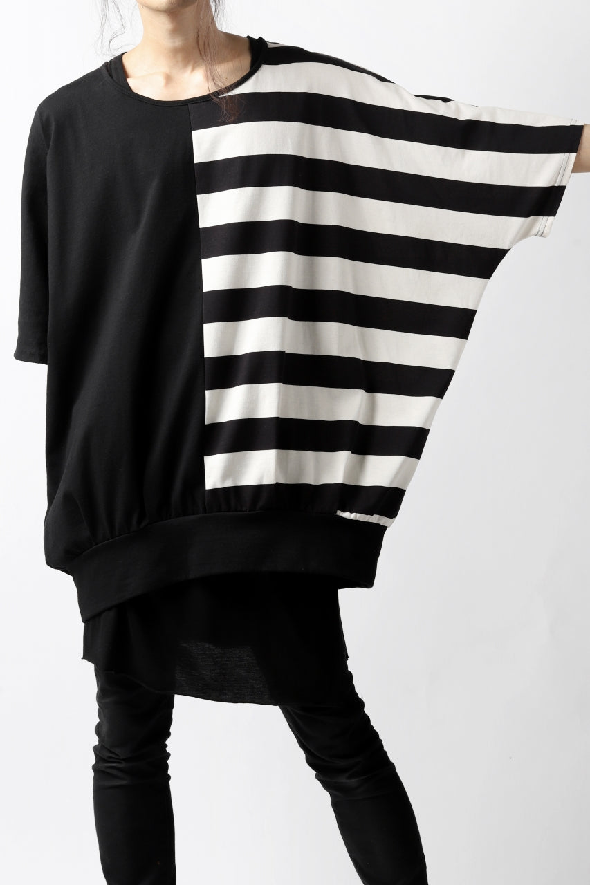 画像をギャラリービューアに読み込む, N/07 OVERFIT DOLMAN T-SHIRT / HORIZONTAL PANELED (BLACK×IVORY)