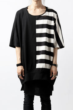 画像をギャラリービューアに読み込む, N/07 OVERFIT DOLMAN T-SHIRT / HORIZONTAL PANELED (BLACK×IVORY)