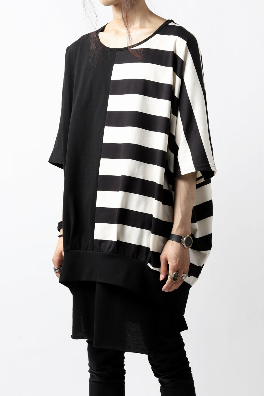 画像をギャラリービューアに読み込む, N/07 OVERFIT DOLMAN T-SHIRT / HORIZONTAL PANELED (BLACK×IVORY)