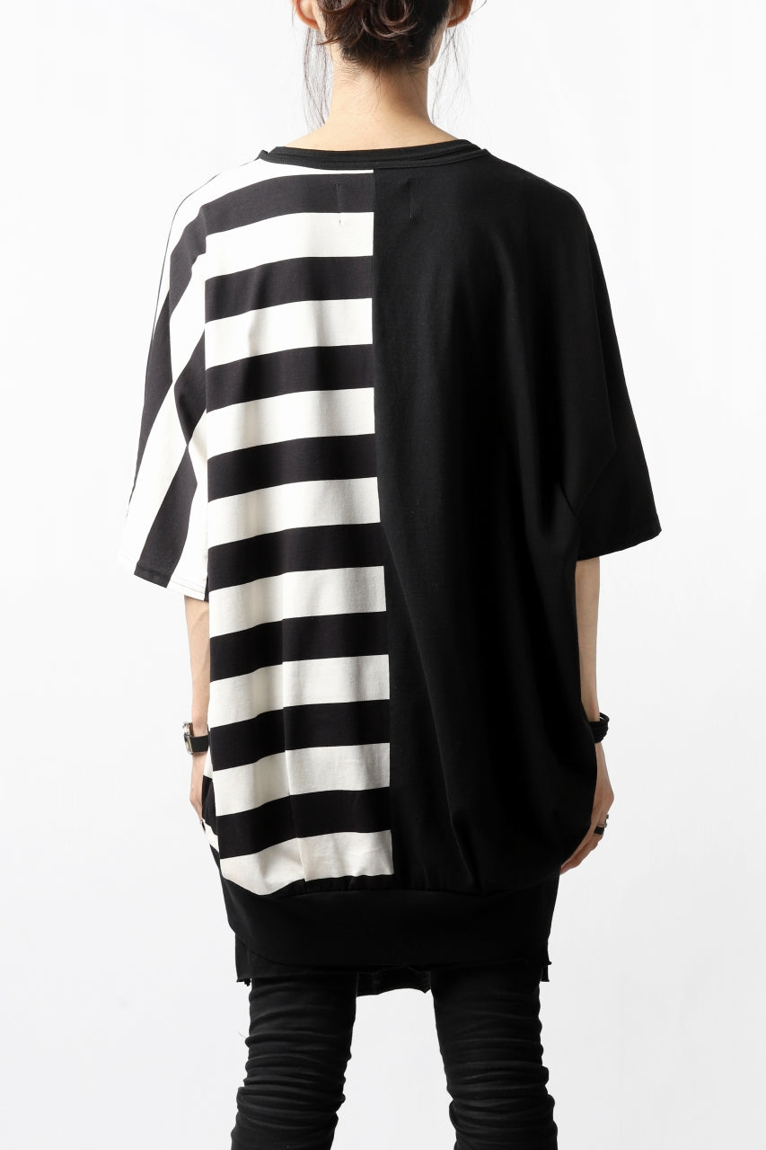 画像をギャラリービューアに読み込む, N/07 OVERFIT DOLMAN T-SHIRT / HORIZONTAL PANELED (BLACK×IVORY)