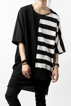 画像をギャラリービューアに読み込む, N/07 OVERFIT DOLMAN T-SHIRT / HORIZONTAL PANELED (BLACK×IVORY)