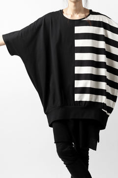 画像をギャラリービューアに読み込む, N/07 OVERFIT DOLMAN T-SHIRT / HORIZONTAL PANELED (BLACK×IVORY)