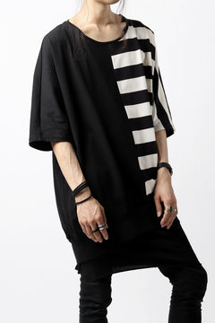 画像をギャラリービューアに読み込む, N/07 OVERFIT DOLMAN T-SHIRT / HORIZONTAL PANELED (BLACK×IVORY)