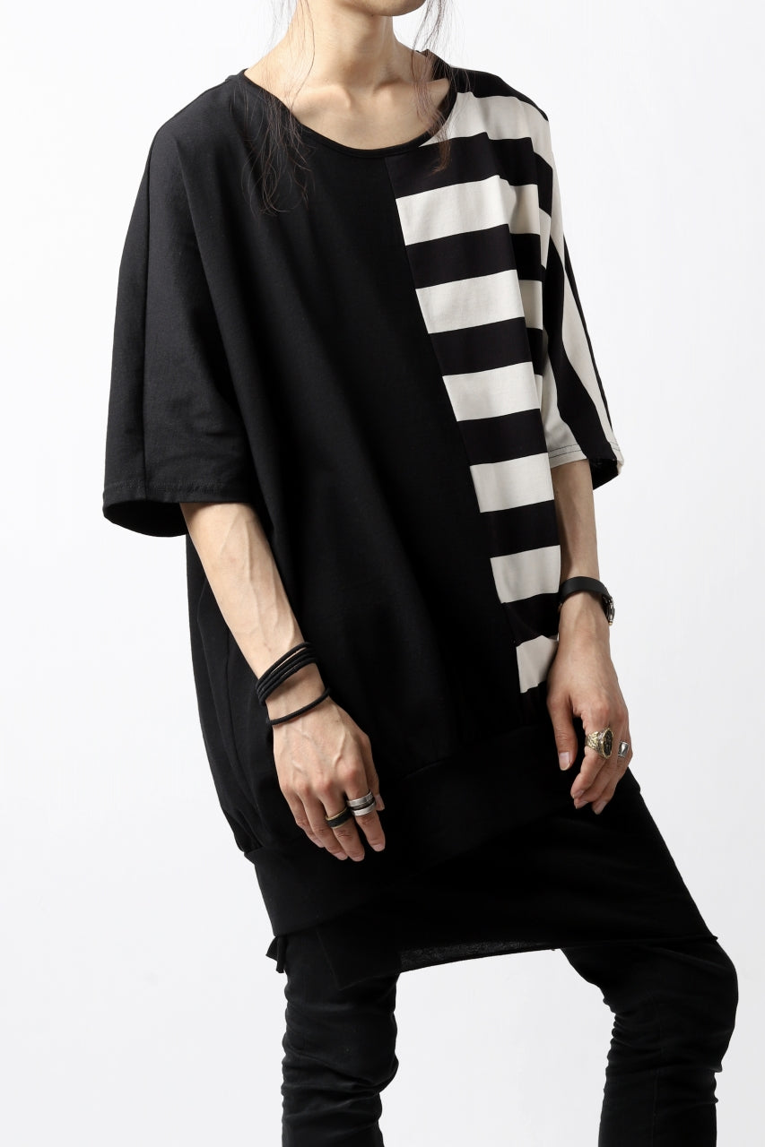 画像をギャラリービューアに読み込む, N/07 OVERFIT DOLMAN T-SHIRT / HORIZONTAL PANELED (BLACK×IVORY)