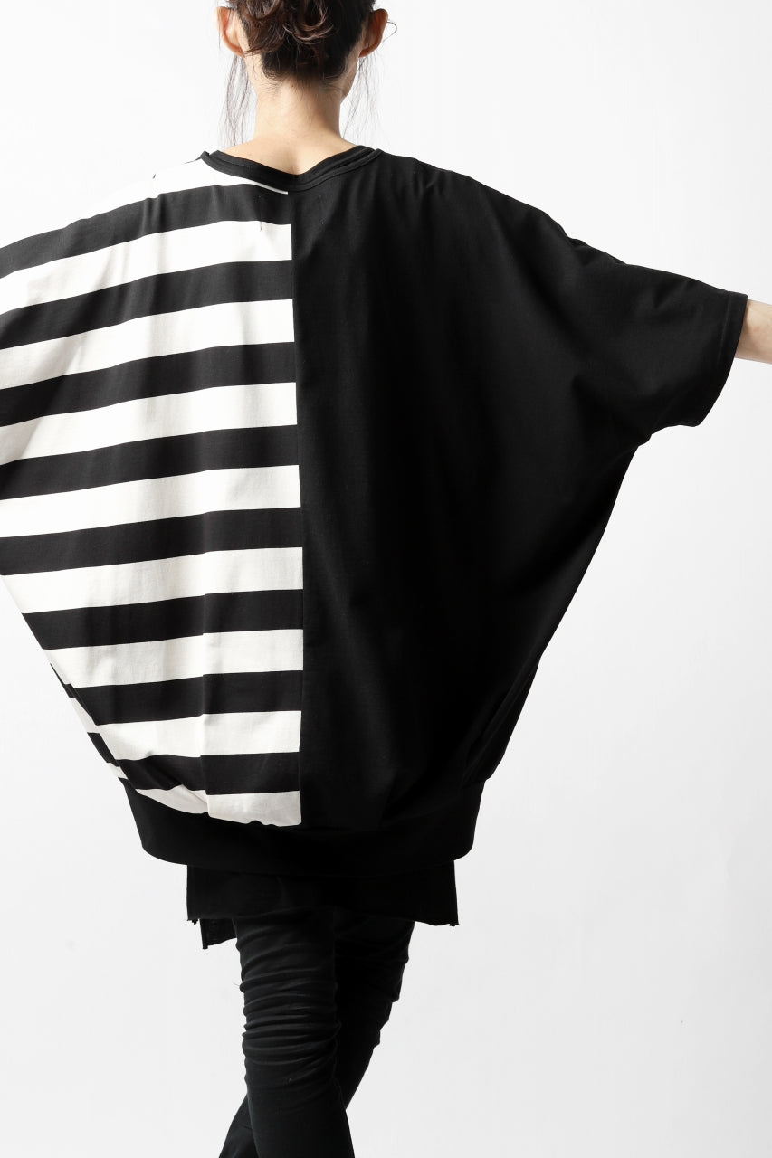 画像をギャラリービューアに読み込む, N/07 OVERFIT DOLMAN T-SHIRT / HORIZONTAL PANELED (BLACK×IVORY)