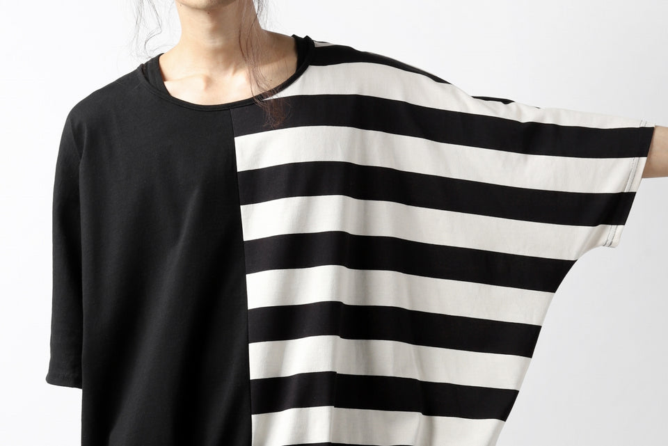 画像をギャラリービューアに読み込む, N/07 OVERFIT DOLMAN T-SHIRT / HORIZONTAL PANELED (BLACK×IVORY)