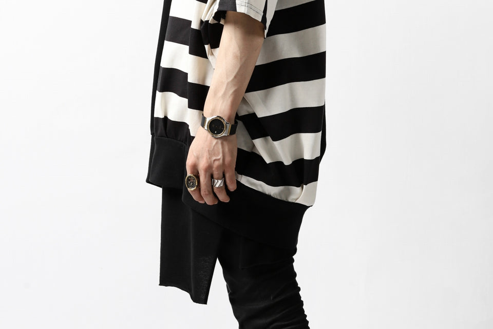 画像をギャラリービューアに読み込む, N/07 OVERFIT DOLMAN T-SHIRT / HORIZONTAL PANELED (BLACK×IVORY)