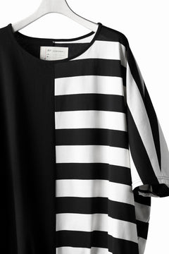 画像をギャラリービューアに読み込む, N/07 OVERFIT DOLMAN T-SHIRT / HORIZONTAL PANELED (BLACK×IVORY)