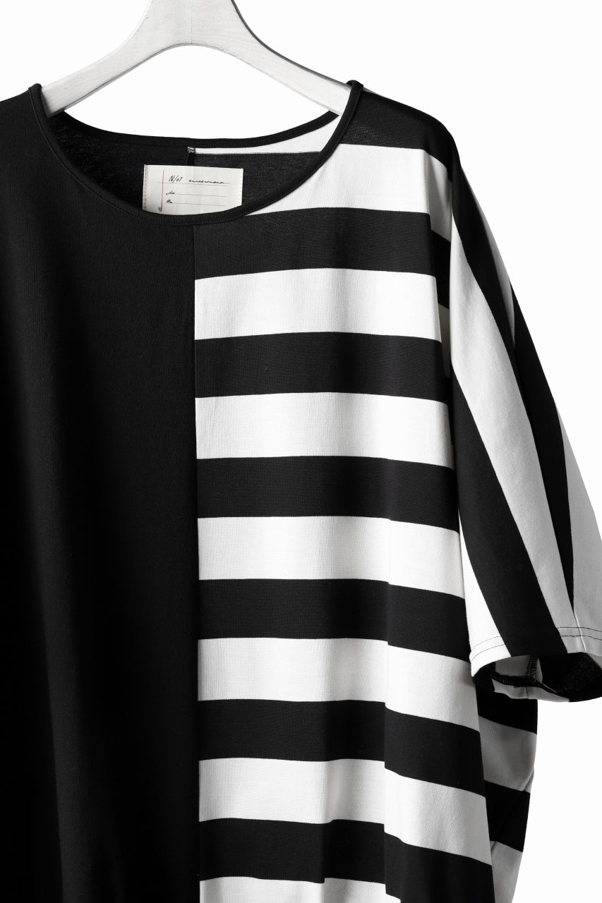 画像をギャラリービューアに読み込む, N/07 OVERFIT DOLMAN T-SHIRT / HORIZONTAL PANELED (BLACK×IVORY)