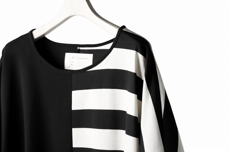 画像をギャラリービューアに読み込む, N/07 OVERFIT DOLMAN T-SHIRT / HORIZONTAL PANELED (BLACK×IVORY)