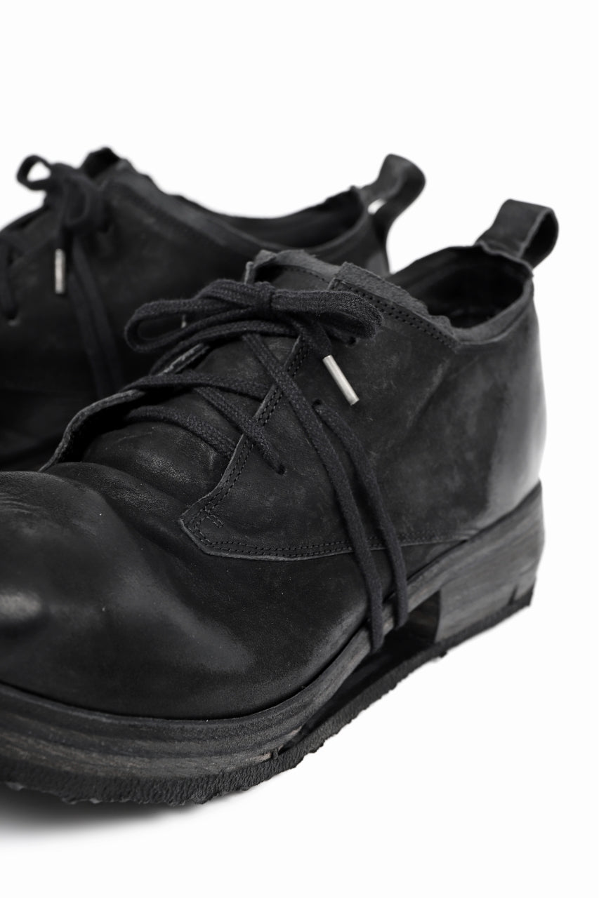 画像をギャラリービューアに読み込む, BORIS BIDJAN SABERI HORSE LEATHER DERBY SHOES / WASHED & HAND TREATED "SHOE1-SIN" (BLACK)