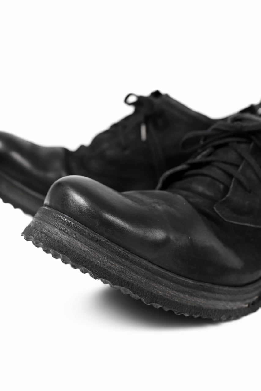 画像をギャラリービューアに読み込む, BORIS BIDJAN SABERI HORSE LEATHER DERBY SHOES / WASHED & HAND-TREATED "SHOE1-SIN" (BLACK)