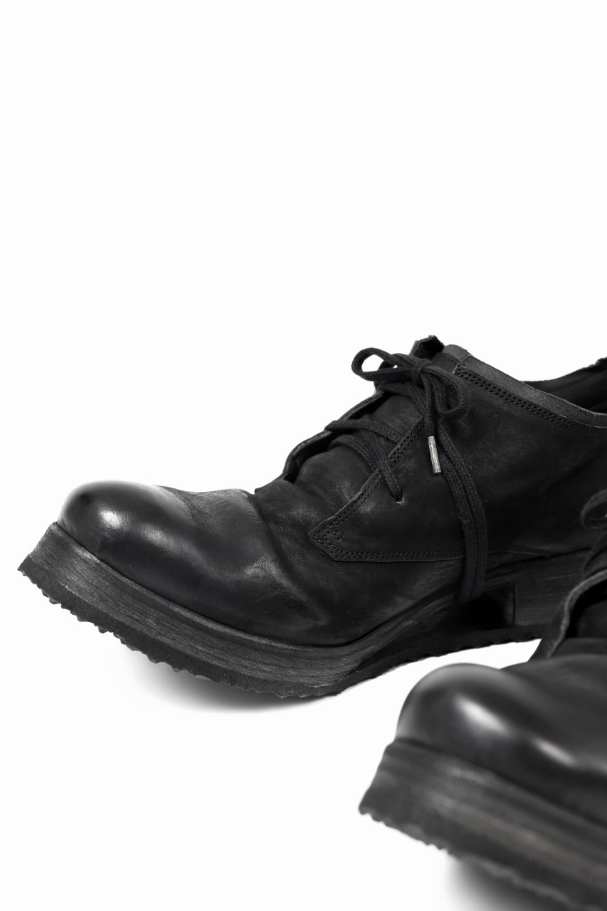 画像をギャラリービューアに読み込む, BORIS BIDJAN SABERI HORSE LEATHER DERBY SHOES / WASHED & HAND TREATED "SHOE1-SIN" (BLACK)