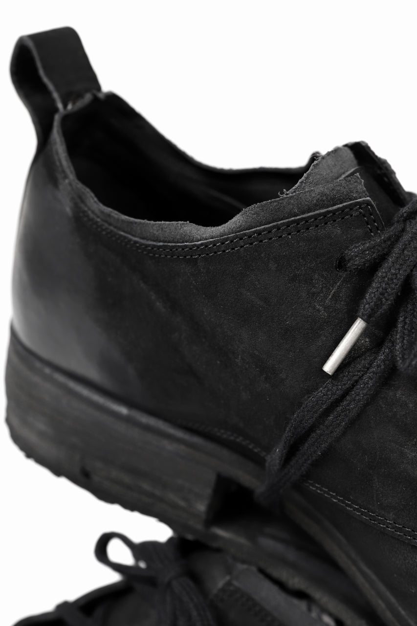 画像をギャラリービューアに読み込む, BORIS BIDJAN SABERI HORSE LEATHER DERBY SHOES / WASHED & HAND-TREATED "SHOE1-SIN" (BLACK)