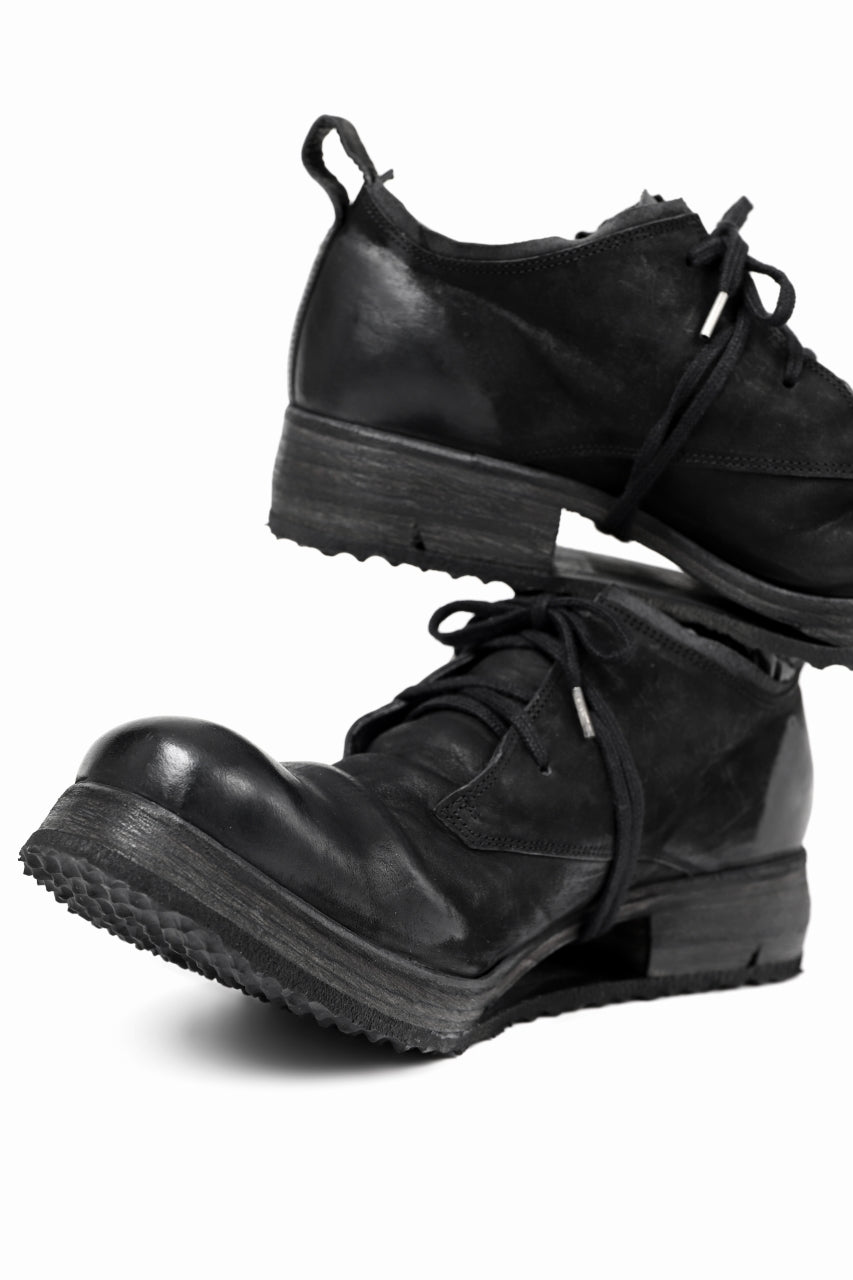 画像をギャラリービューアに読み込む, BORIS BIDJAN SABERI HORSE LEATHER DERBY SHOES / WASHED & HAND-TREATED "SHOE1-SIN" (BLACK)