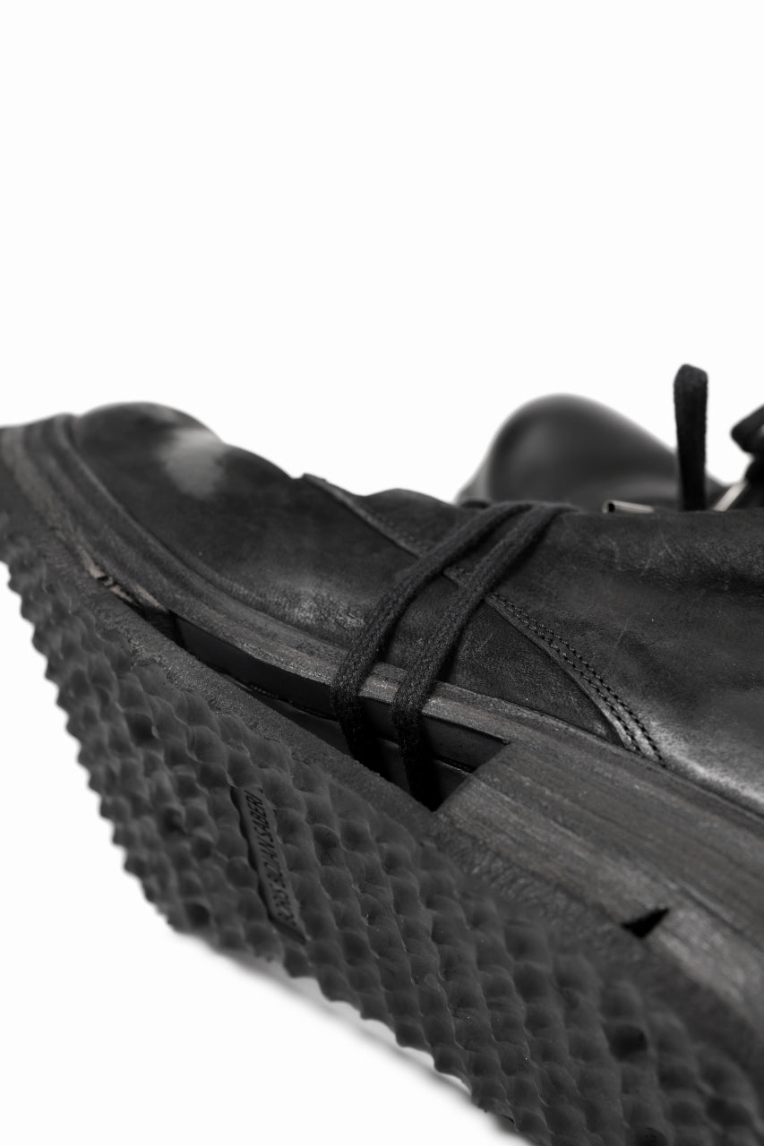 画像をギャラリービューアに読み込む, BORIS BIDJAN SABERI HORSE LEATHER DERBY SHOES / WASHED & HAND-TREATED "SHOE1-SIN" (BLACK)