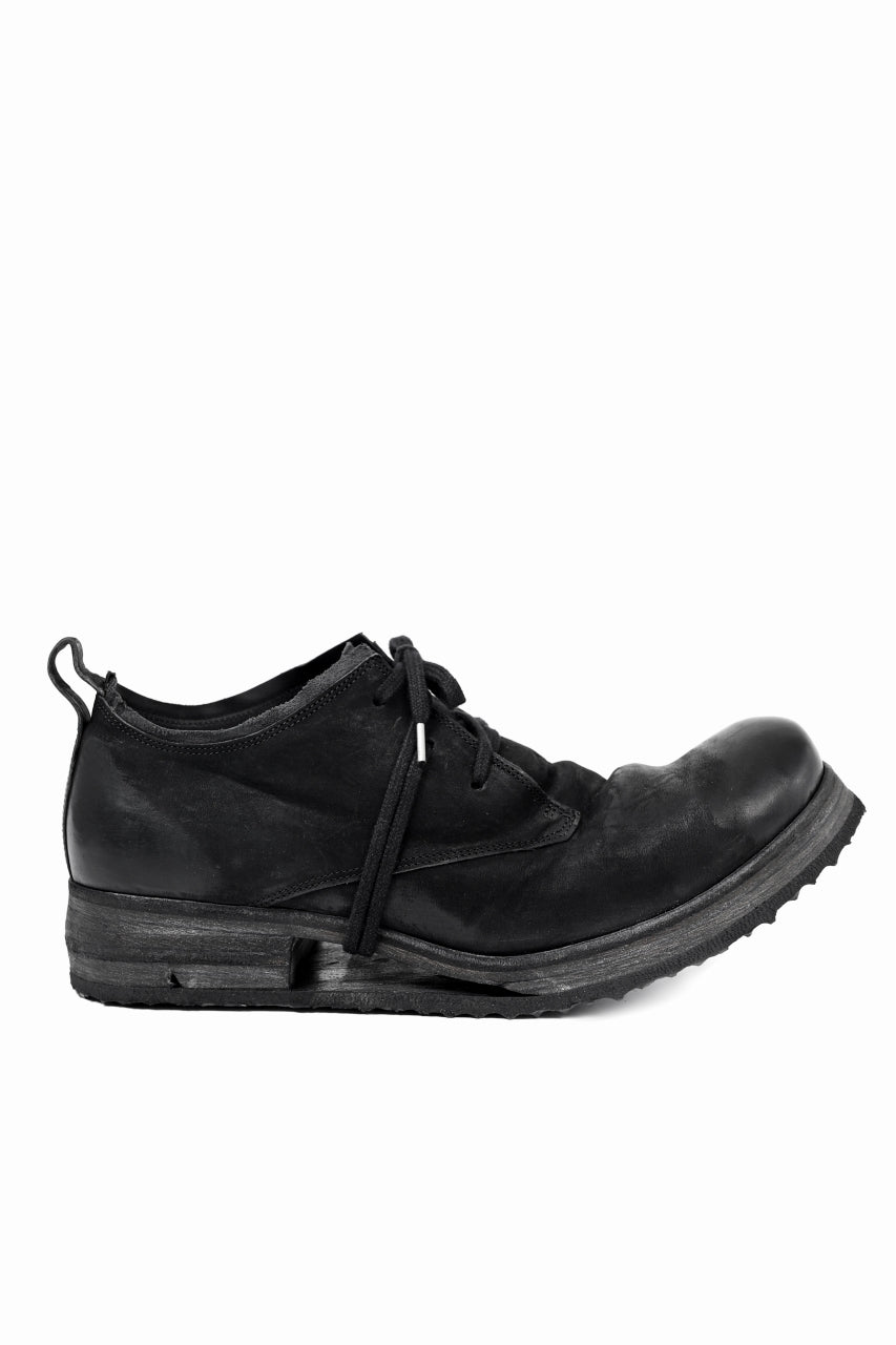 画像をギャラリービューアに読み込む, BORIS BIDJAN SABERI HORSE LEATHER DERBY SHOES / WASHED & HAND-TREATED "SHOE1-SIN" (BLACK)