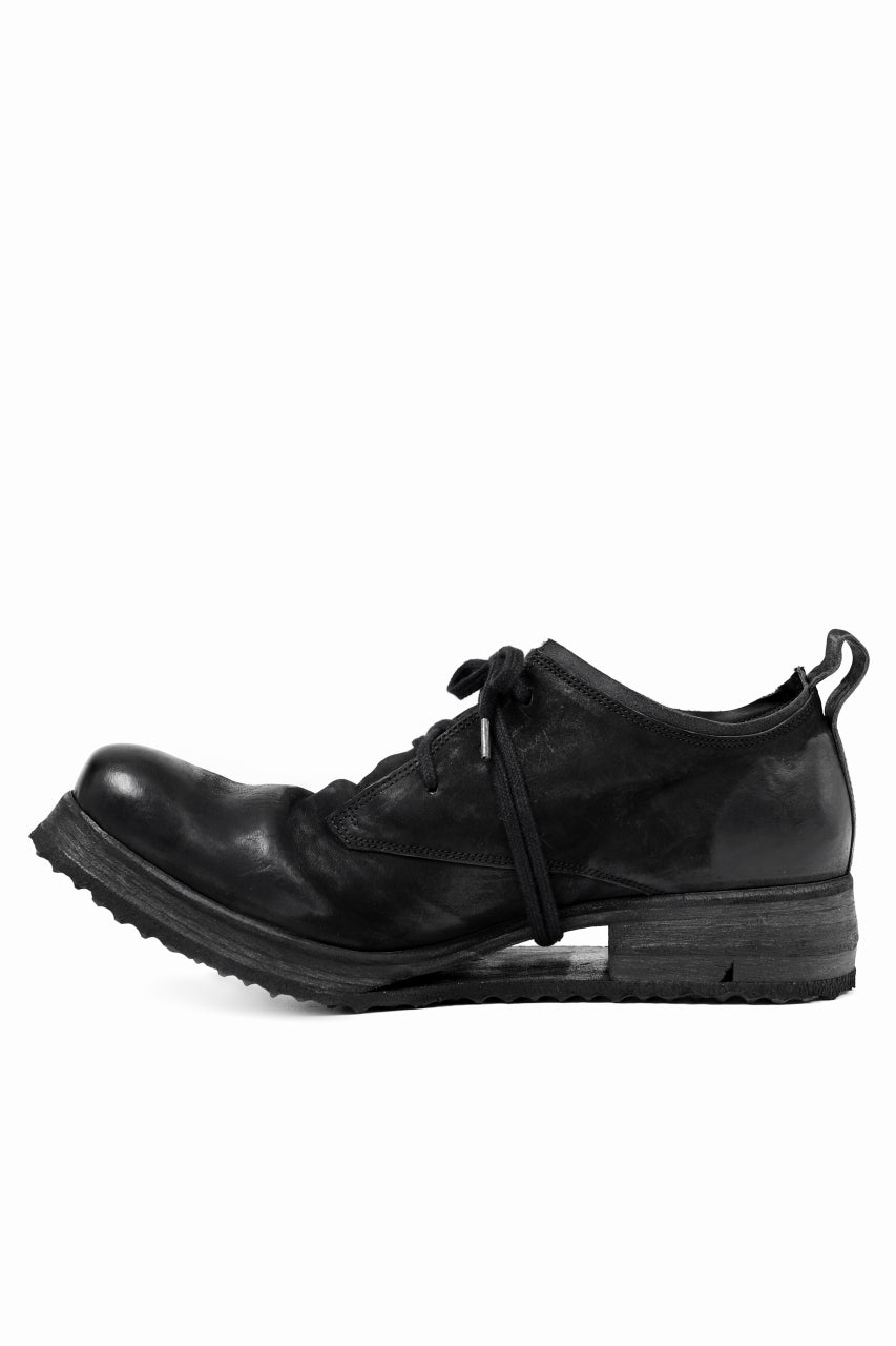 画像をギャラリービューアに読み込む, BORIS BIDJAN SABERI HORSE LEATHER DERBY SHOES / WASHED & HAND TREATED "SHOE1-SIN" (BLACK)